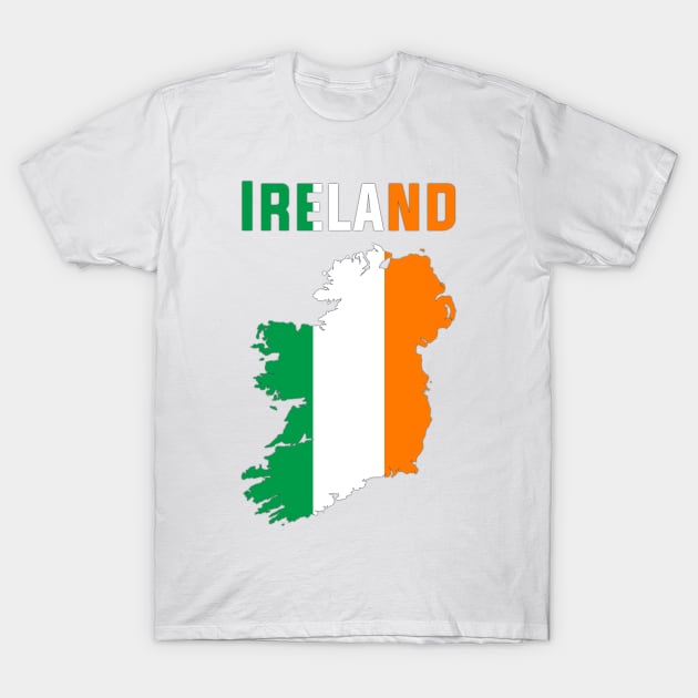 Irish Flag inside Map of Ireland T-Shirt by Mashmosh